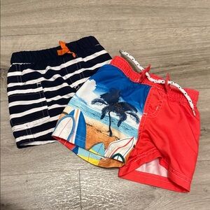 Koala Kids Striped Navy and Surf Print Shorts